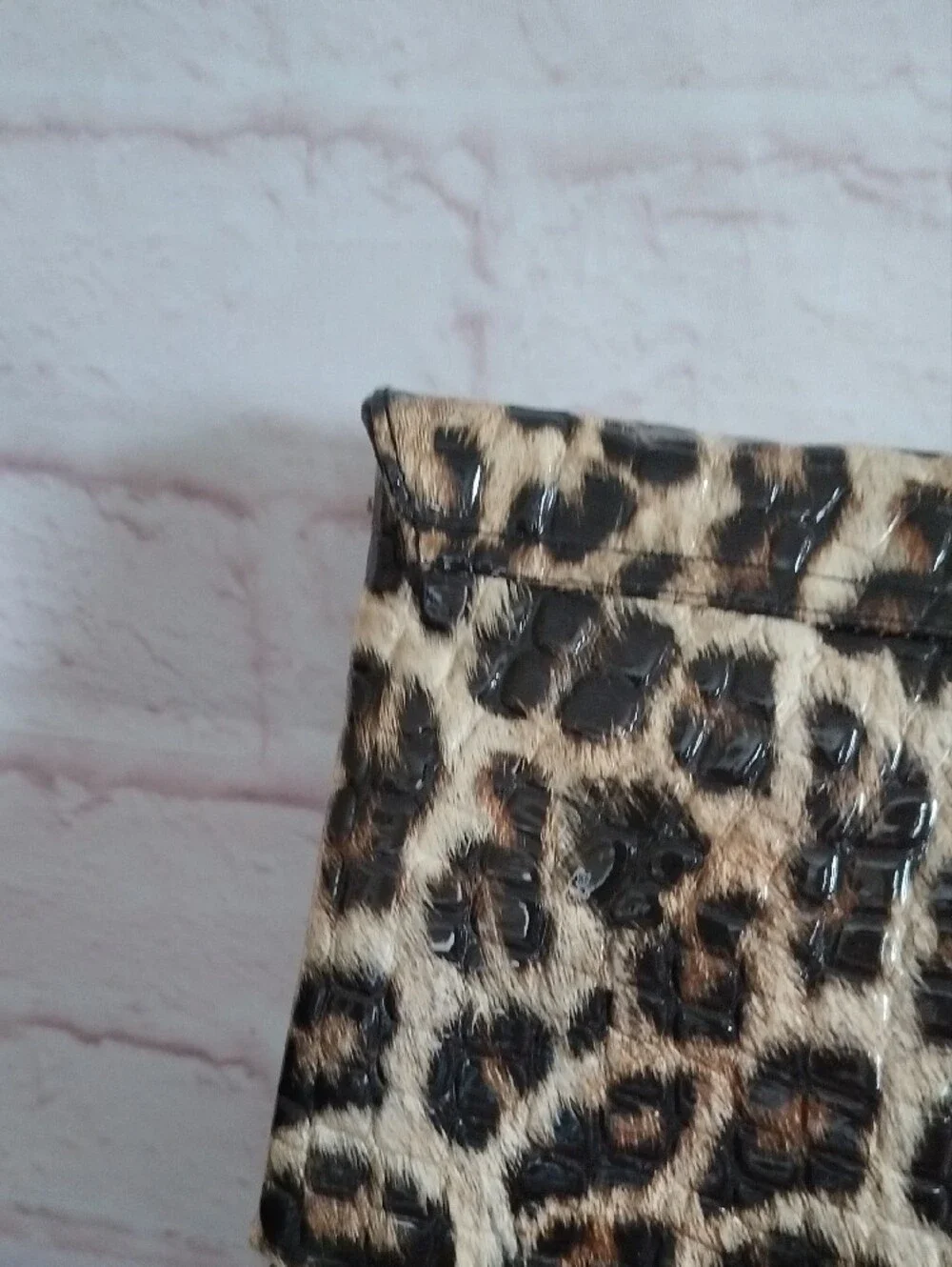 Leopard Print Envelope Clutch Wristlet - Brown